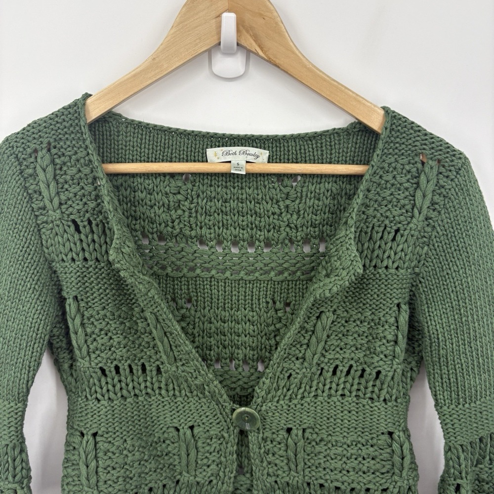 Y2K Sweater Top Women Small Forest Fairy Boho Cropped Twee Indie Green Cottage - Picture 3 of 7